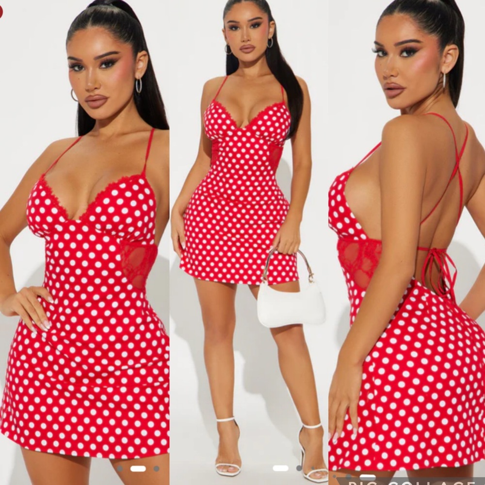 Red Polka Dot Micro Mini Dress - XS